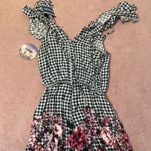 Super cute checkered and floral romper